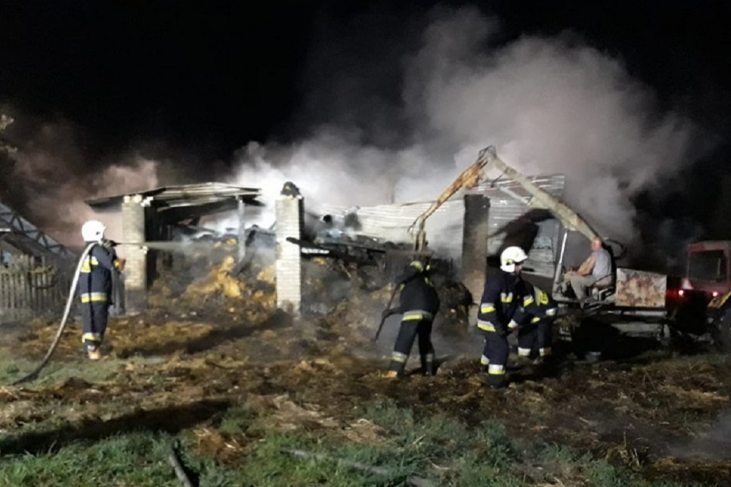 Pożar stodoły w miejscowości Okrąg