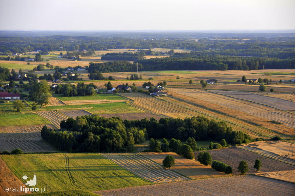 Panorama z lotu ptaka. Festiwal balonów w Lipnie