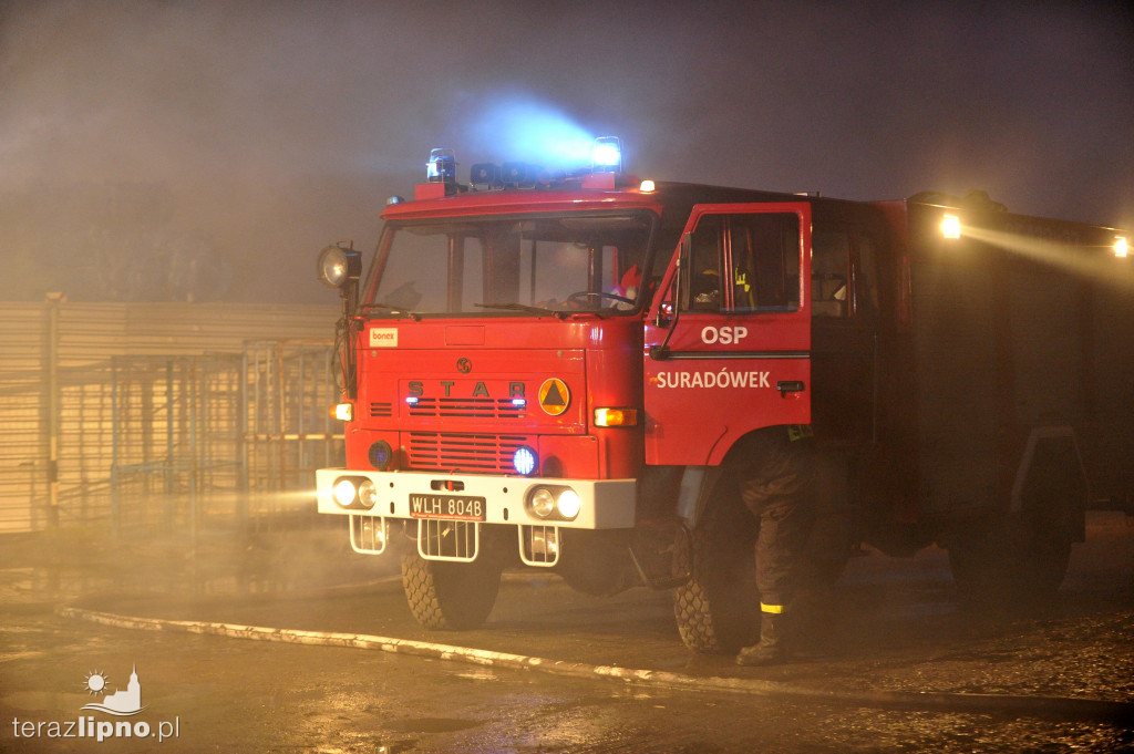 Pożar hali magazynowej w Czerskich Rumunkach